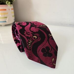 ROBERT GRAHAM Silk Black and Pink Men's Tie.